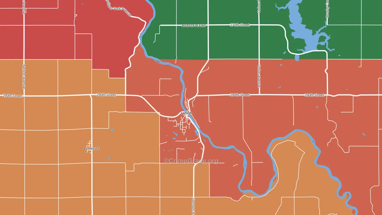 Lehigh, IA Map of Murder Rates