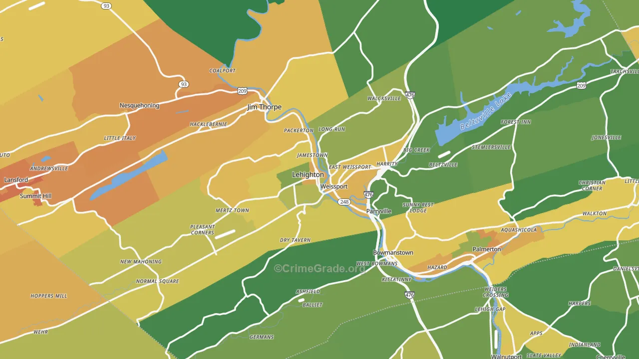 Lehighton, PA Map of Murder Rates