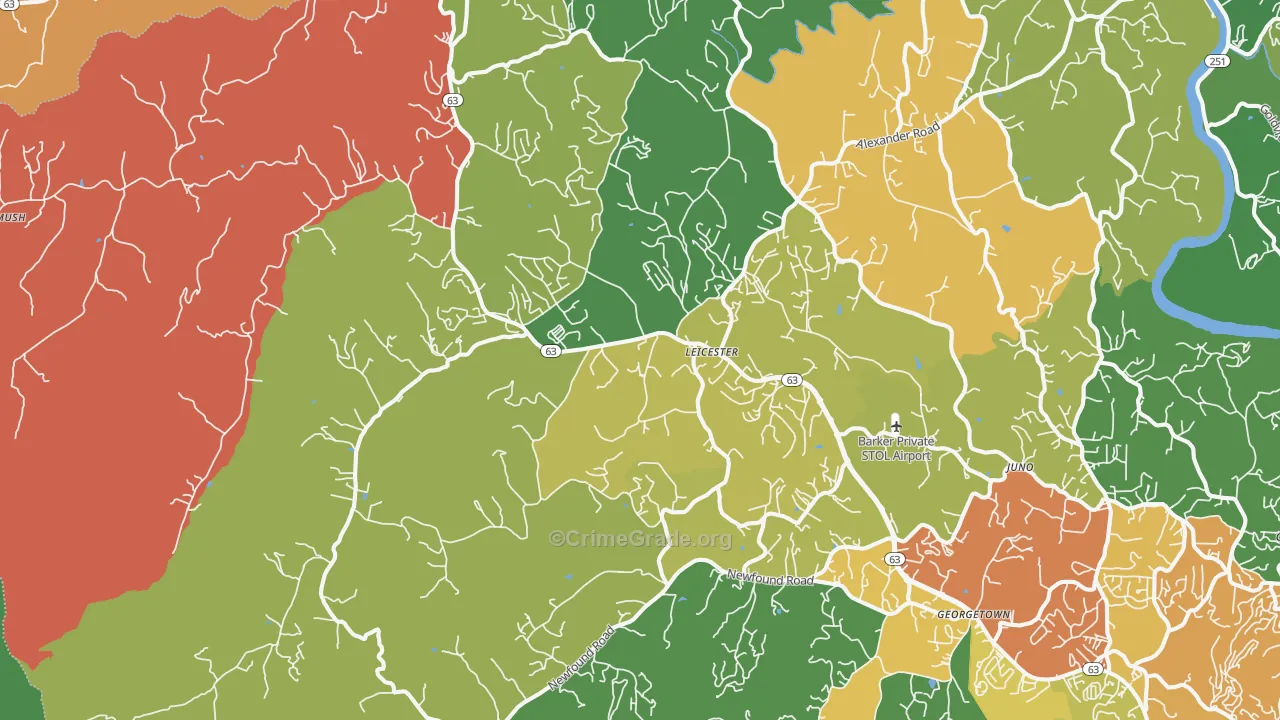 Leicester, NC Map of Murder Rates