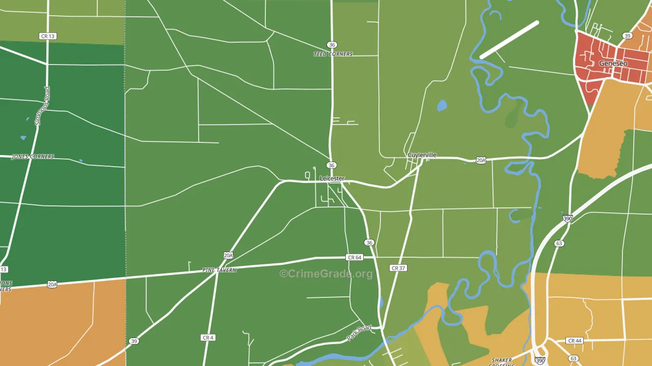 Leicester, NY Map of Murder Rates