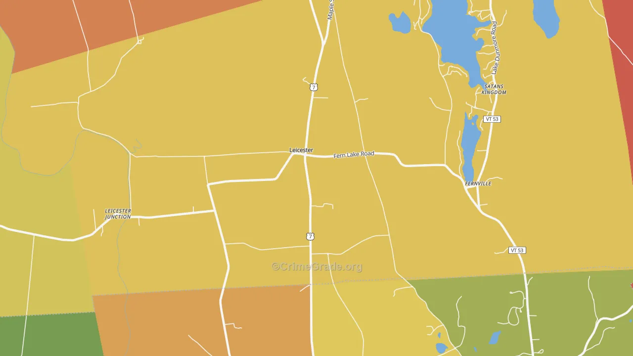 Leicester, VT Map of Murder Rates
