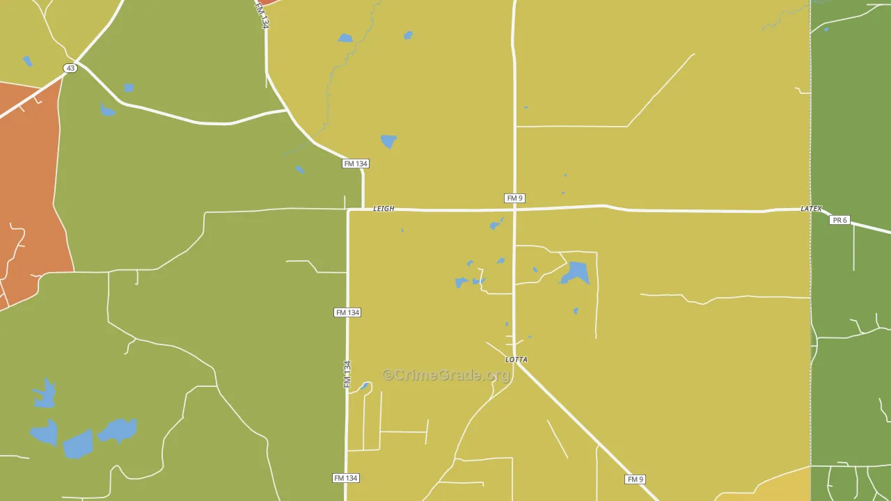 Leigh, TX Map of Murder Rates