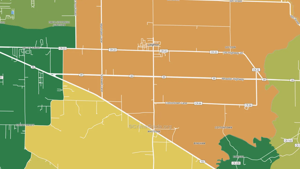 Leighton, AL Map of Murder Rates