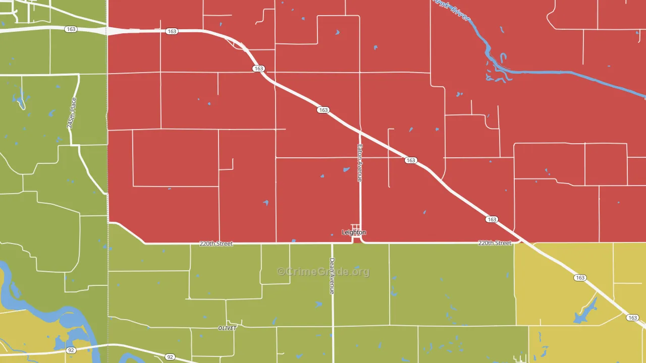 Leighton, IA Map of Murder Rates