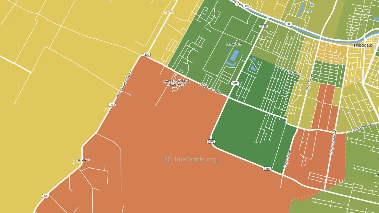 Leighton, LA Map of Murder Rates