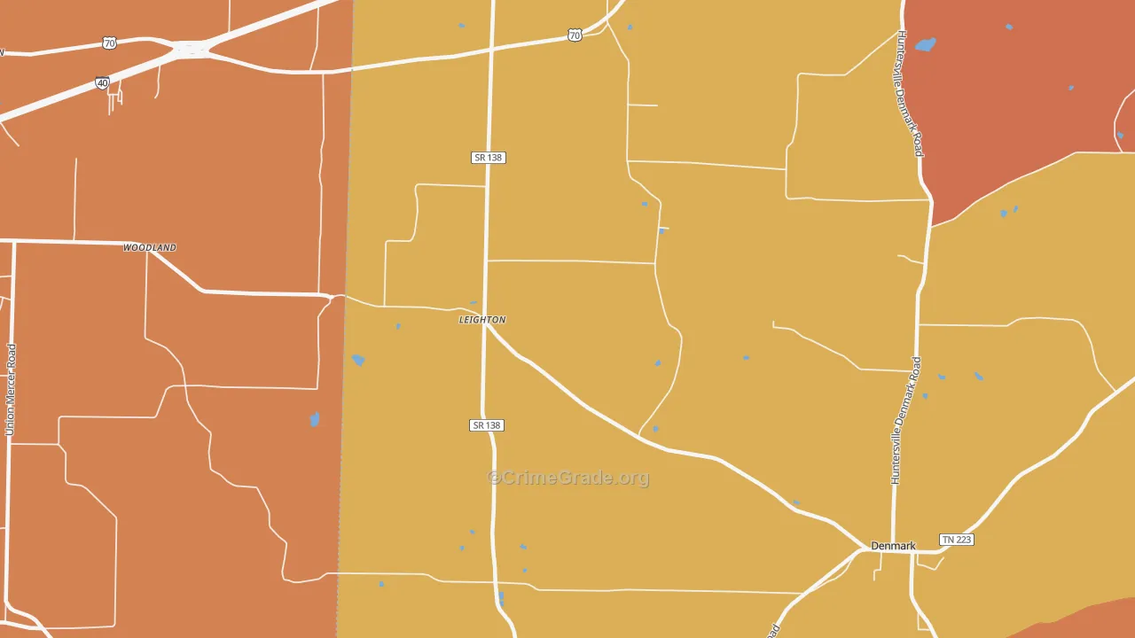 Leighton, TN Map of Murder Rates