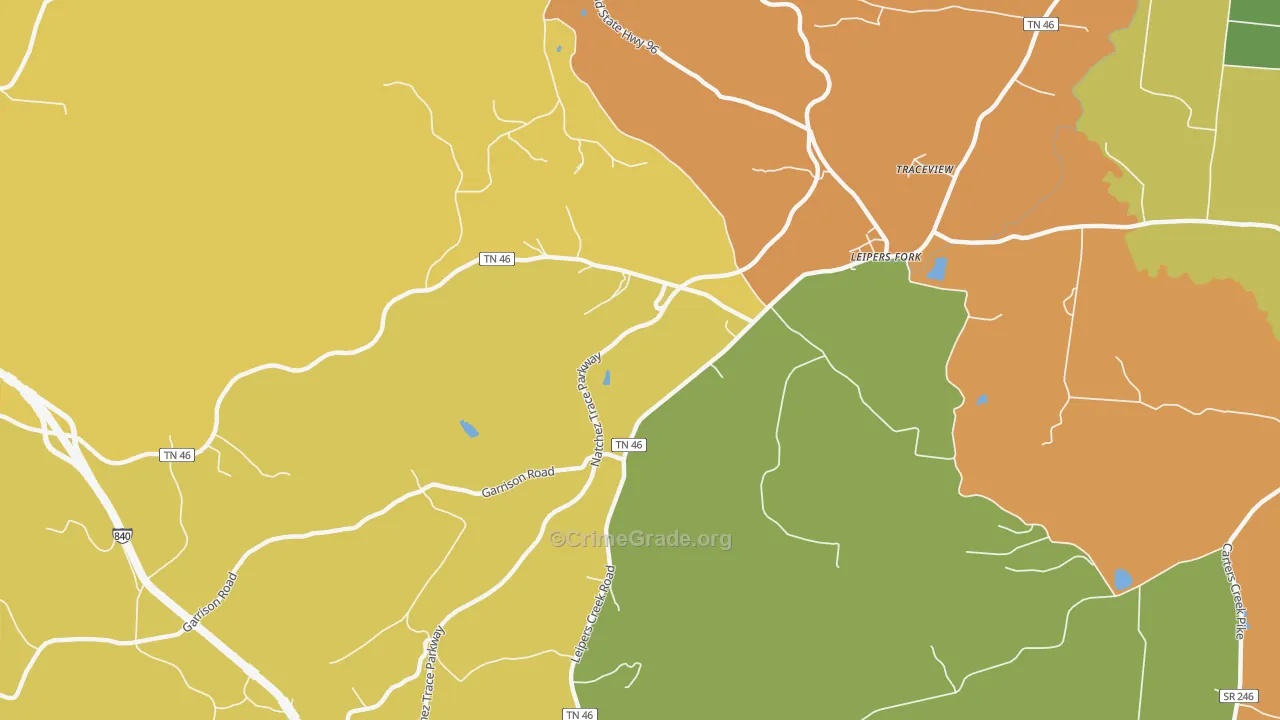 Leipers Fork, TN Map of Murder Rates