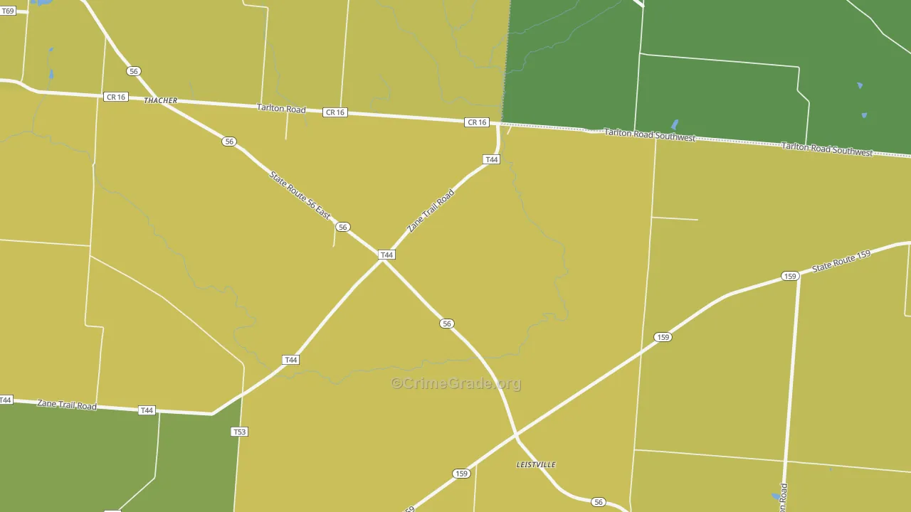 Leistville, OH Map of Murder Rates