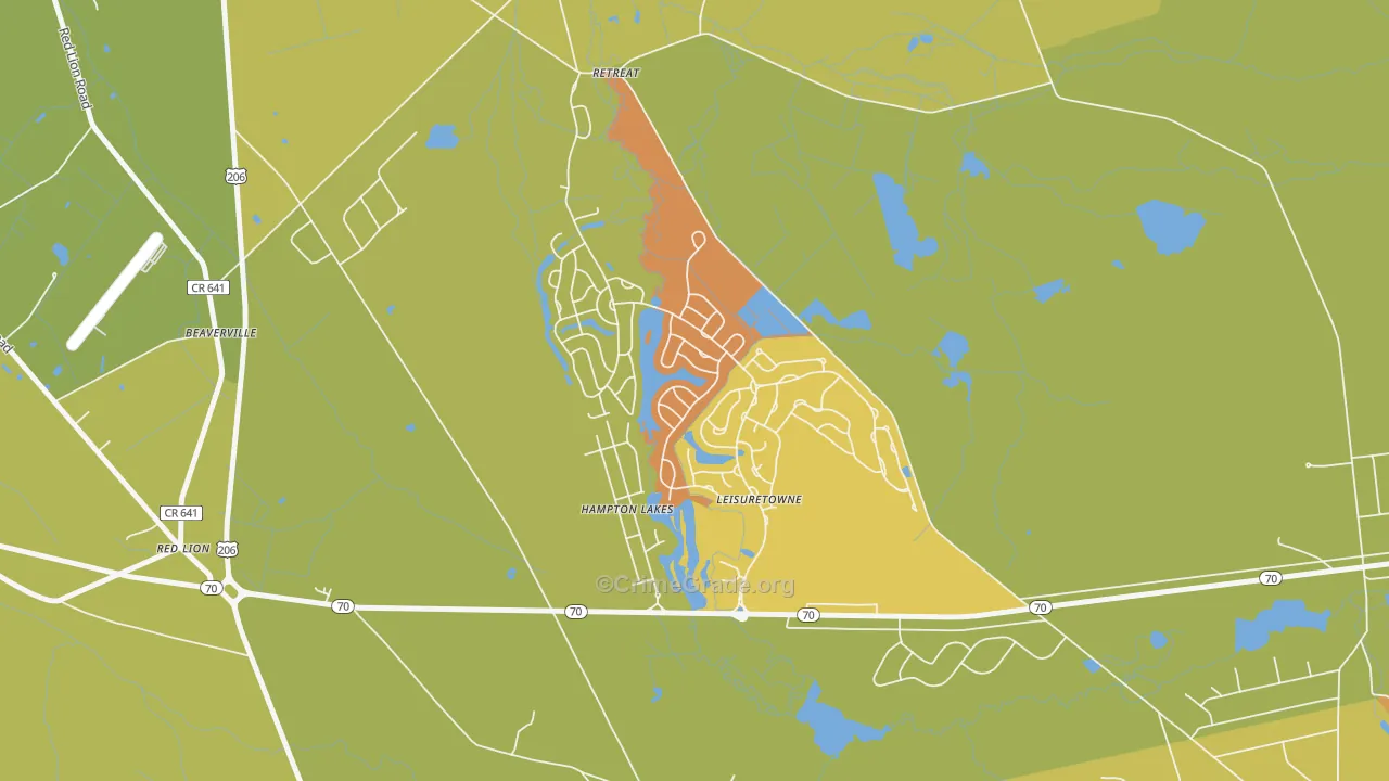 Leisuretowne, NJ Map of Murder Rates