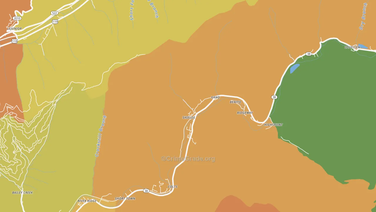 Lejunior, KY Map of Murder Rates