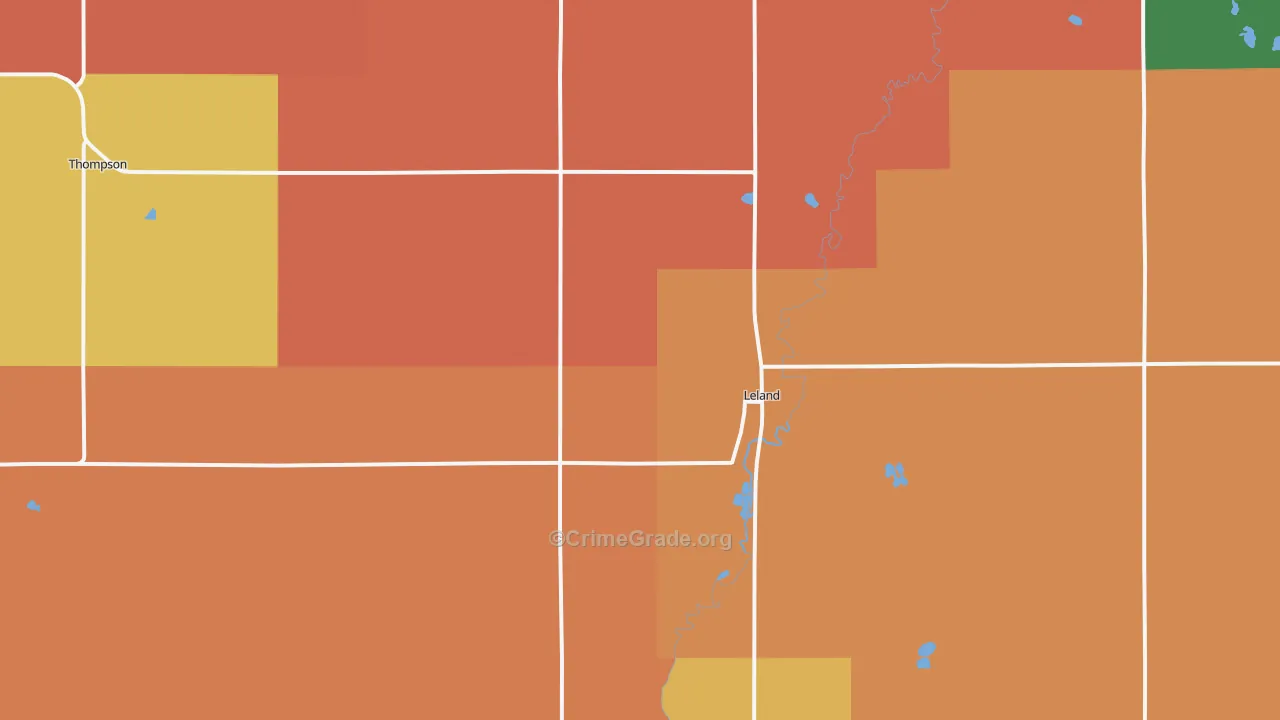 Leland, IA Map of Murder Rates