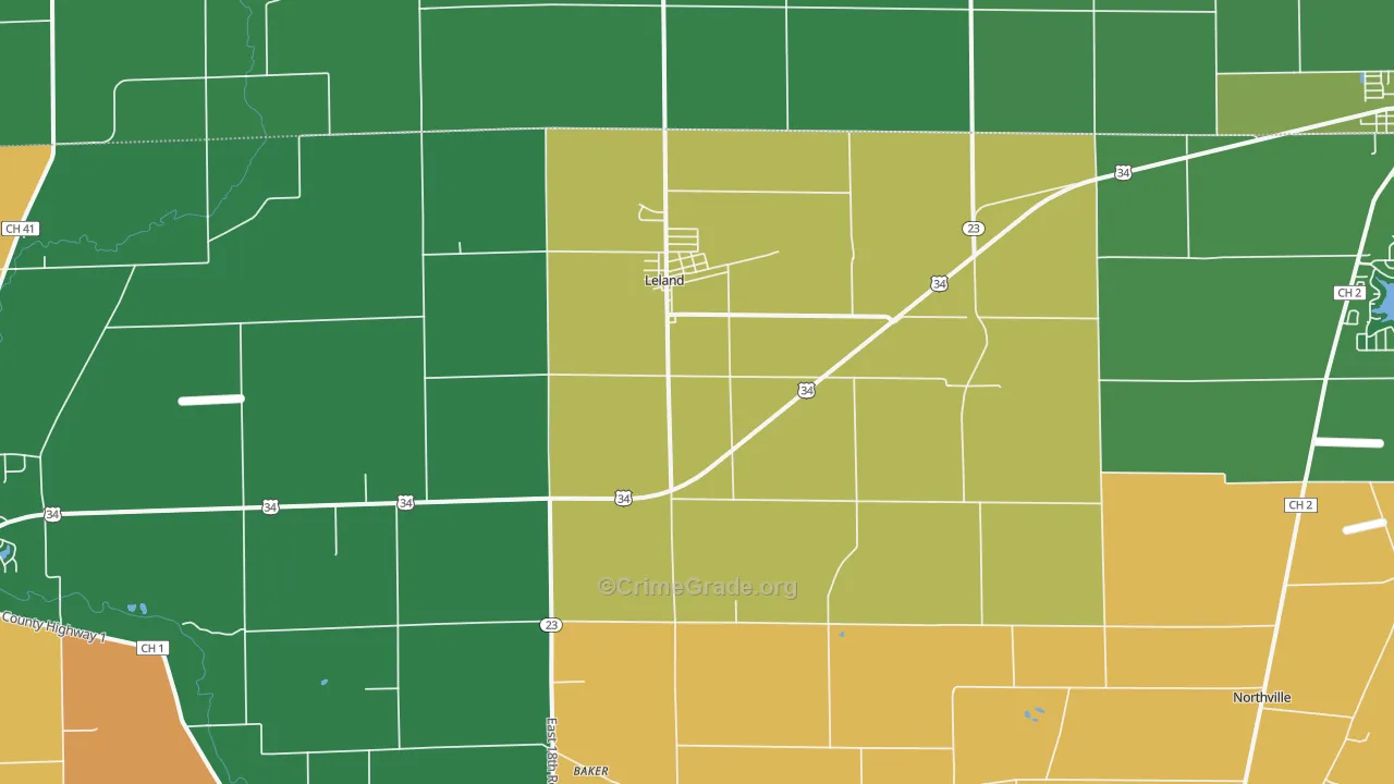 Leland, IL Map of Murder Rates