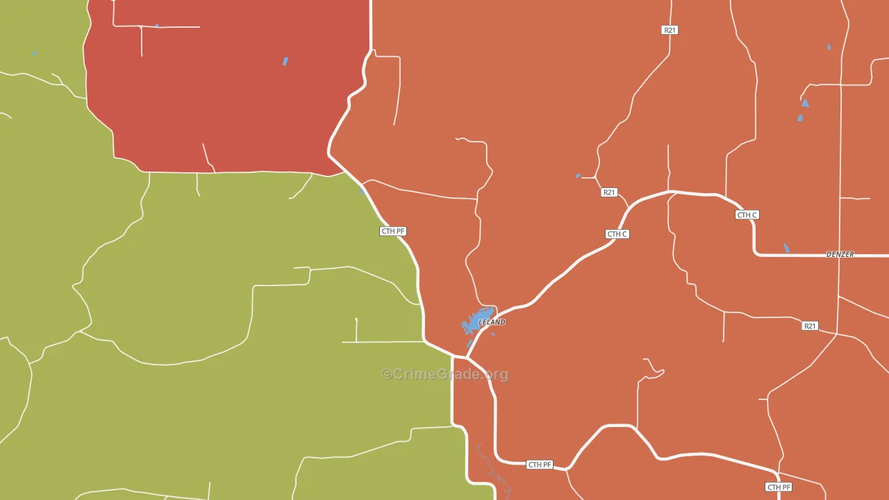 Leland, WI Map of Murder Rates