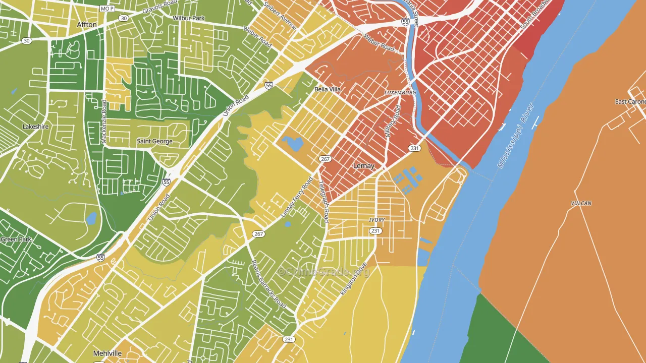 Lemay, MO Map of Murder Rates