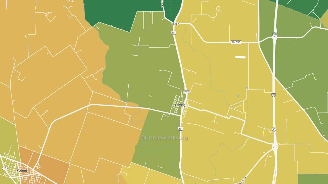 Leming, TX Map of Murder Rates