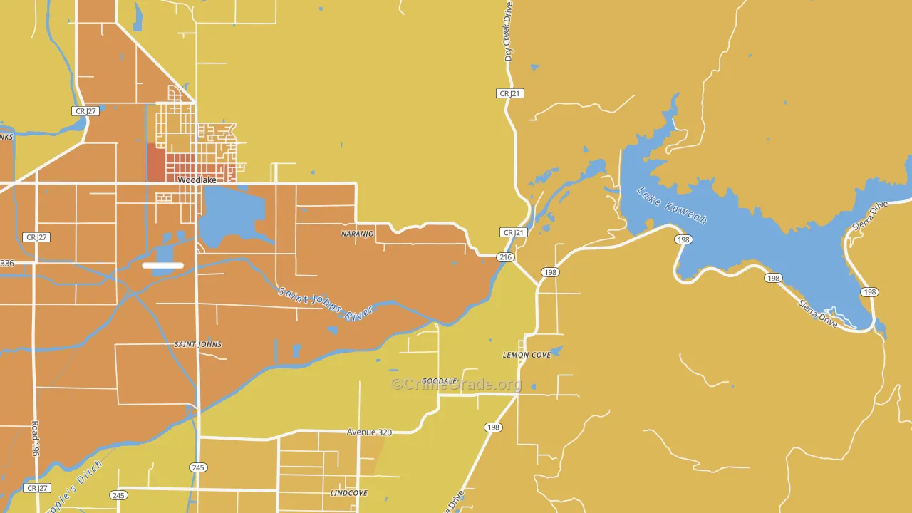 Lemon Cove, CA Map of Murder Rates