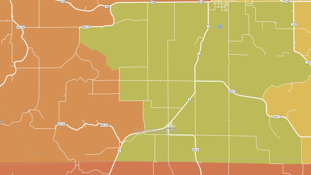 Lemons, MO Map of Murder Rates