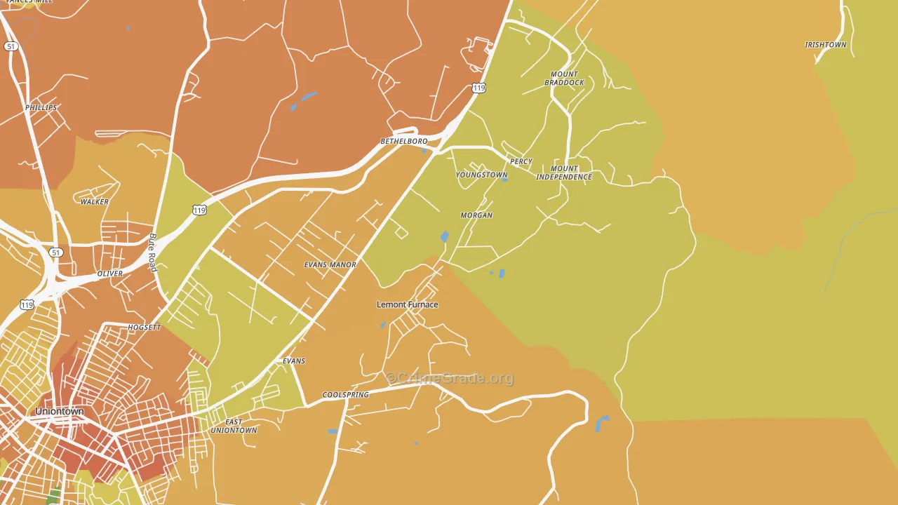 Lemont Furnace, PA Map of Murder Rates