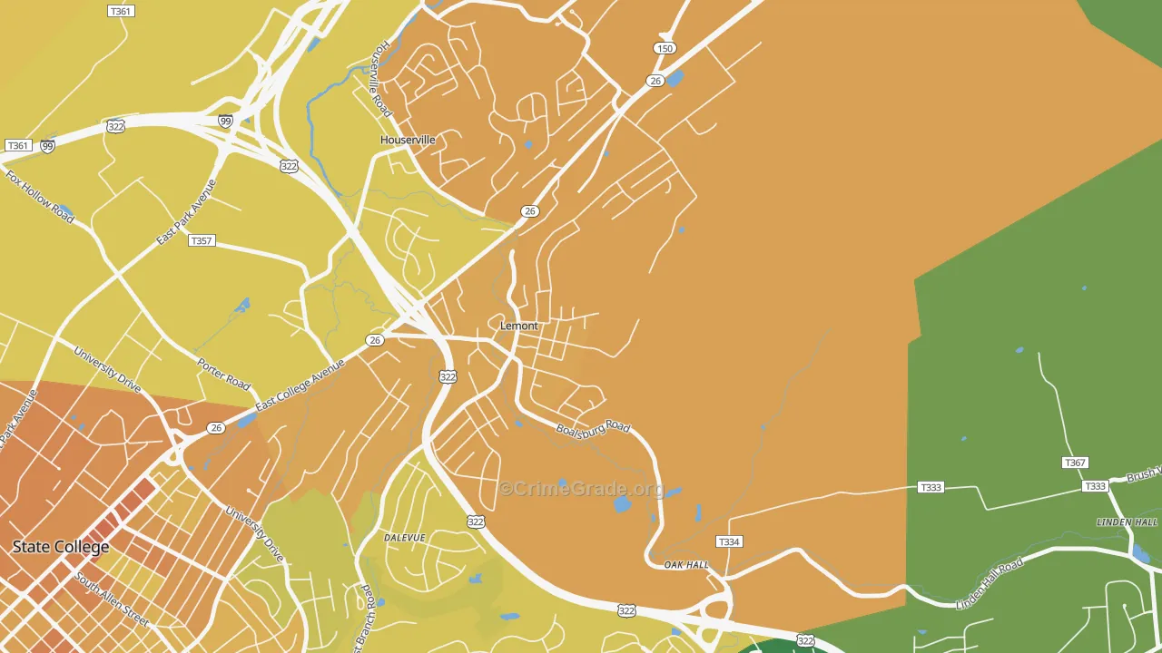 Lemont, PA Map of Murder Rates