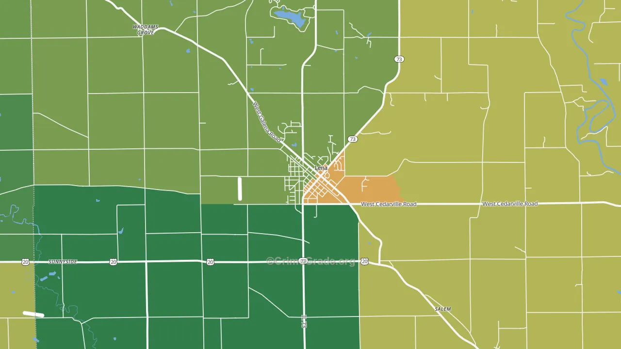 Lena, IL Map of Murder Rates