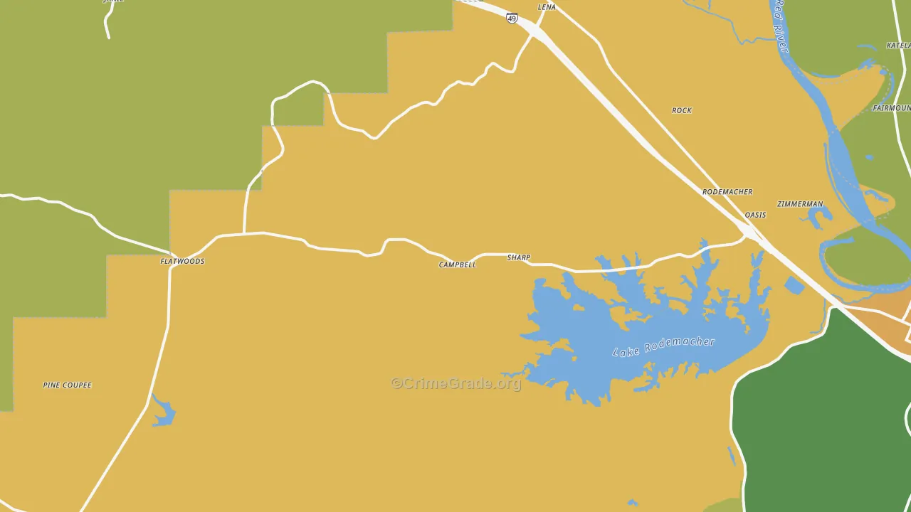 Lena, LA Map of Murder Rates