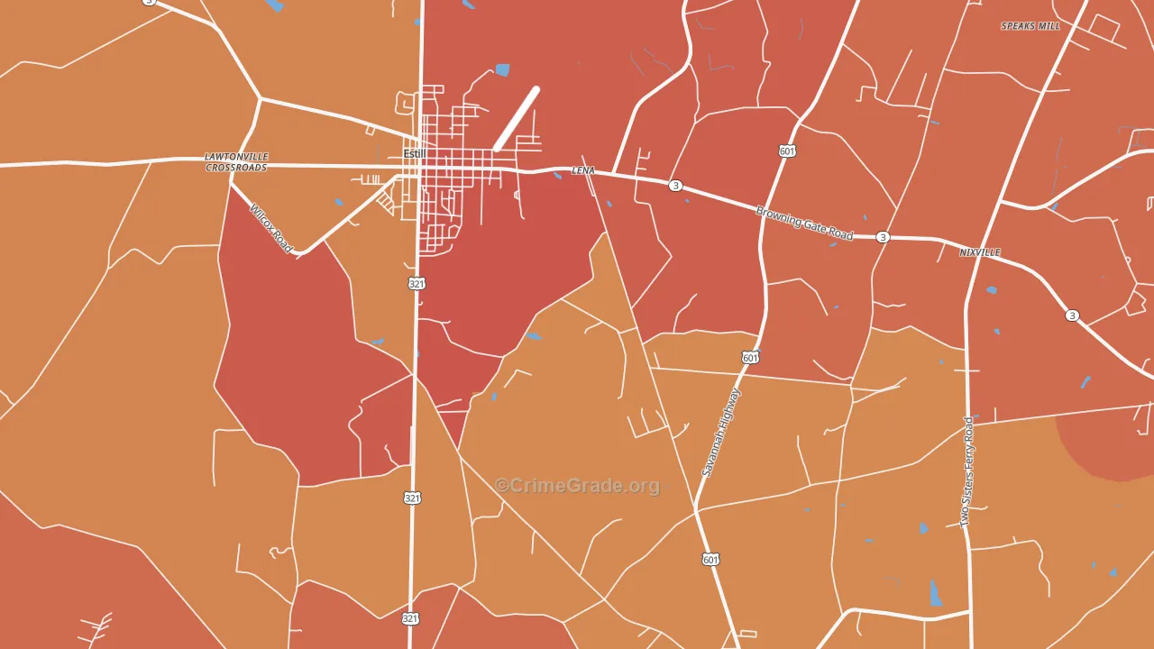 Lena, SC Map of Murder Rates
