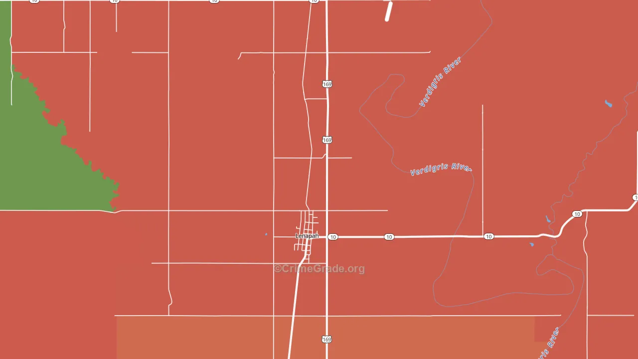 Lenapah, OK Map of Murder Rates