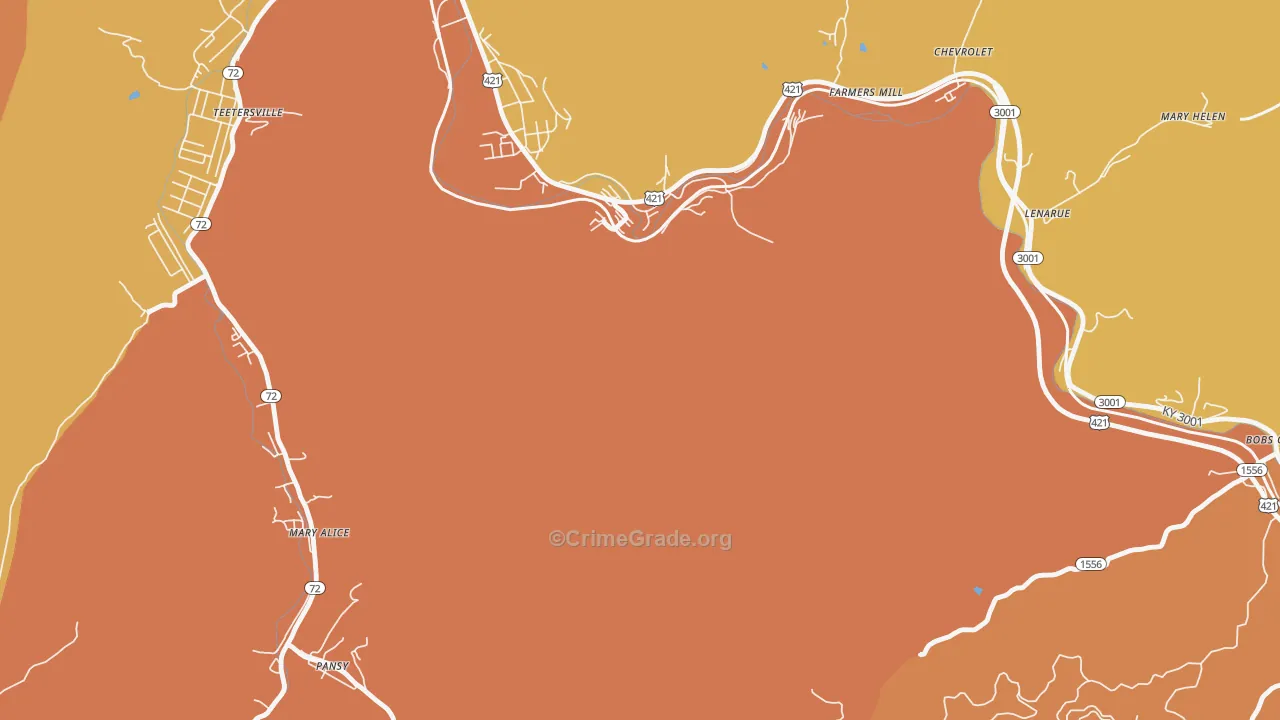 Lenarue, KY Map of Murder Rates