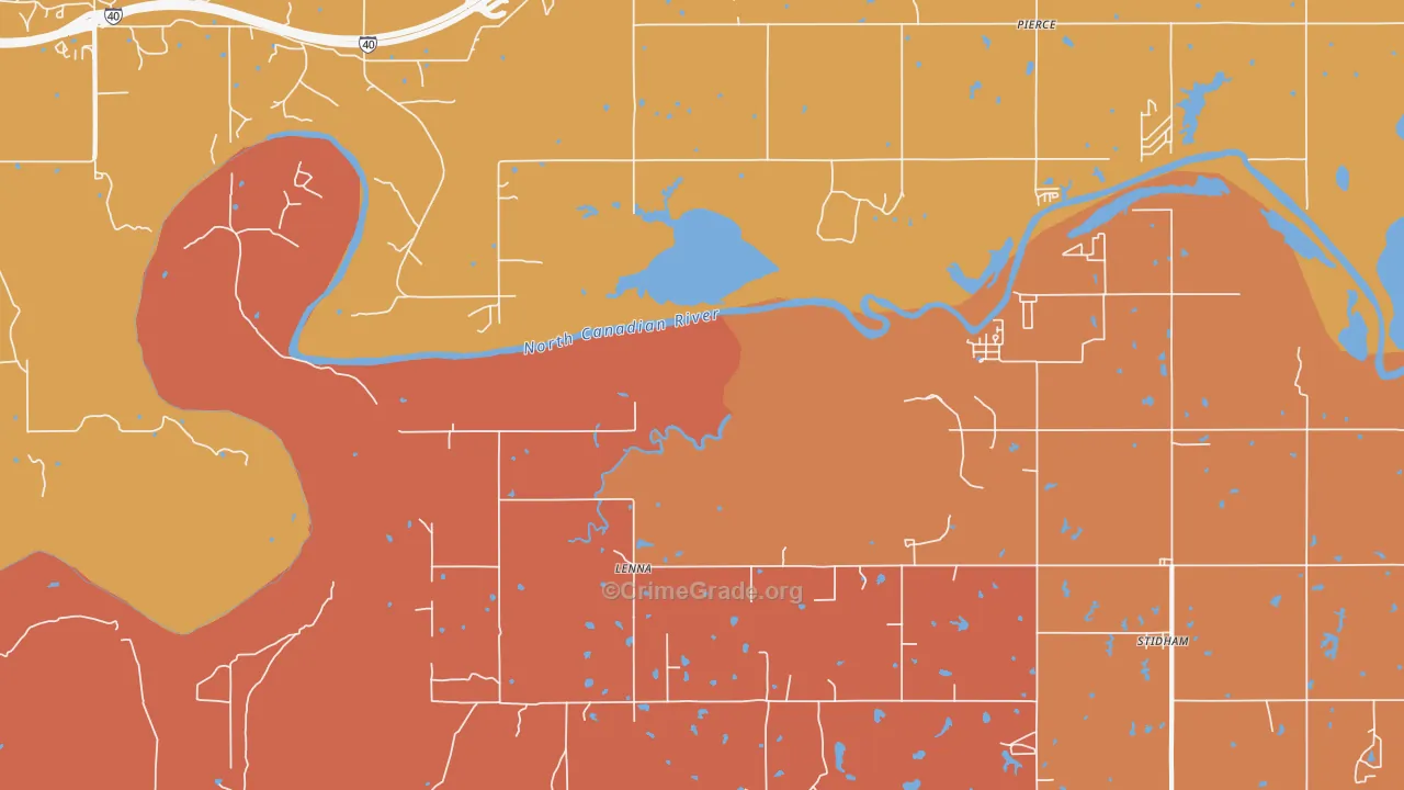 Lenna, OK Map of Murder Rates