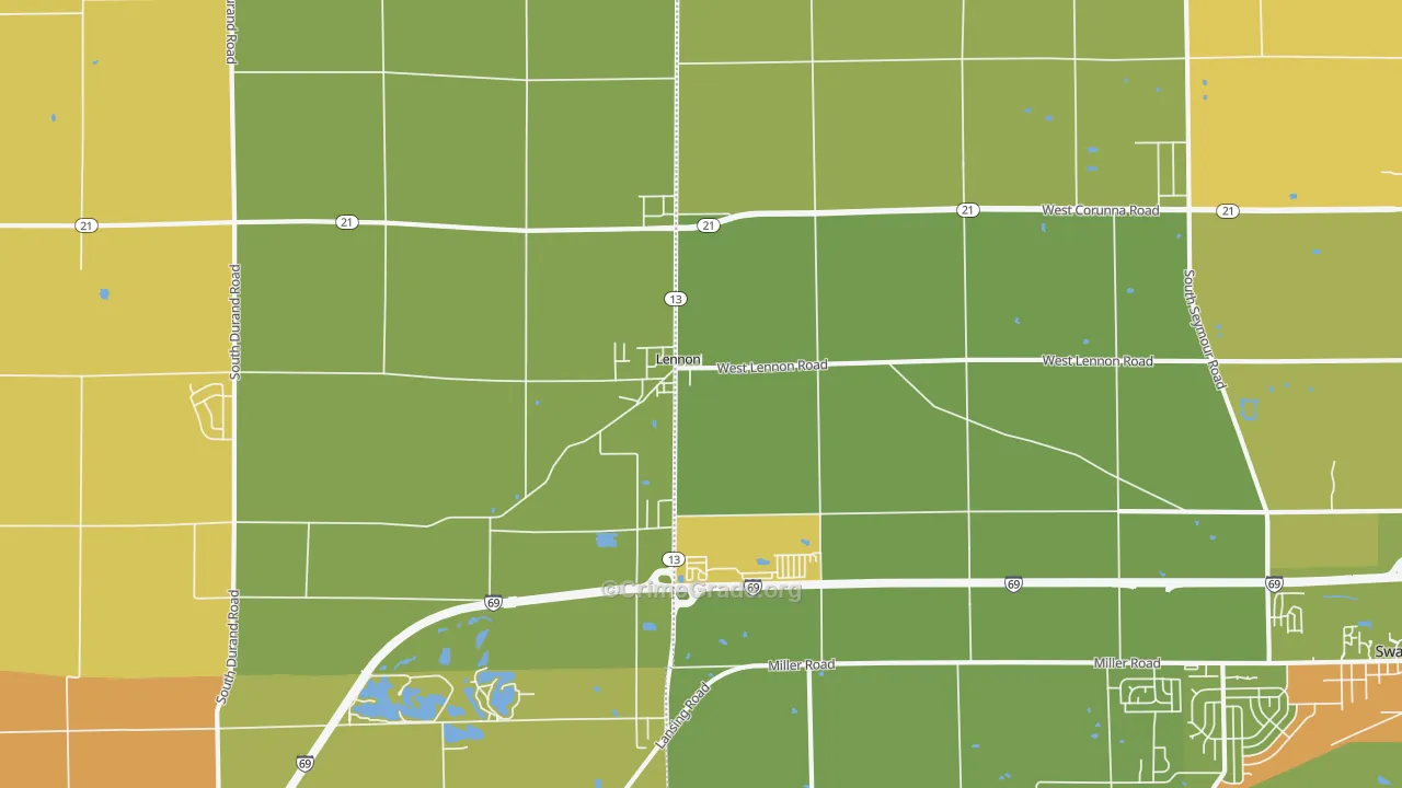 Lennon, MI Map of Murder Rates