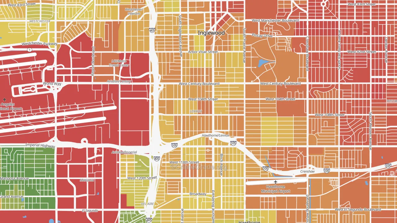 Lennox, CA Map of Murder Rates