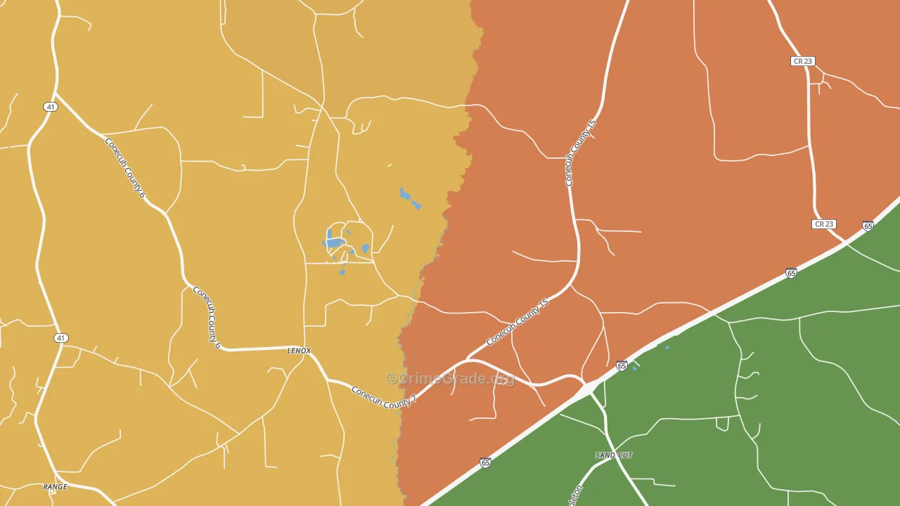 Lenox, AL Map of Murder Rates
