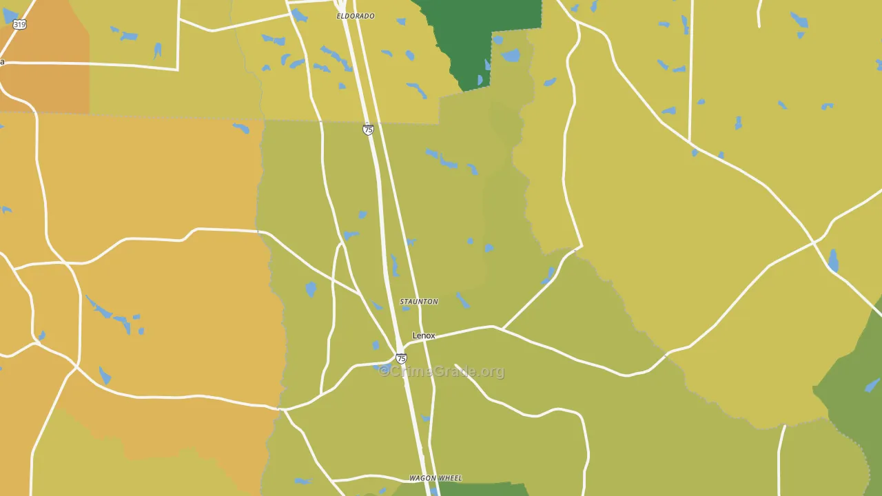 Lenox, GA Map of Murder Rates