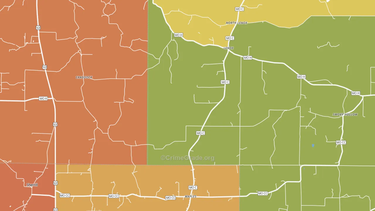 Lenox, MO Map of Murder Rates