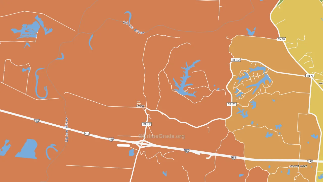 Lenox, TN Map of Murder Rates