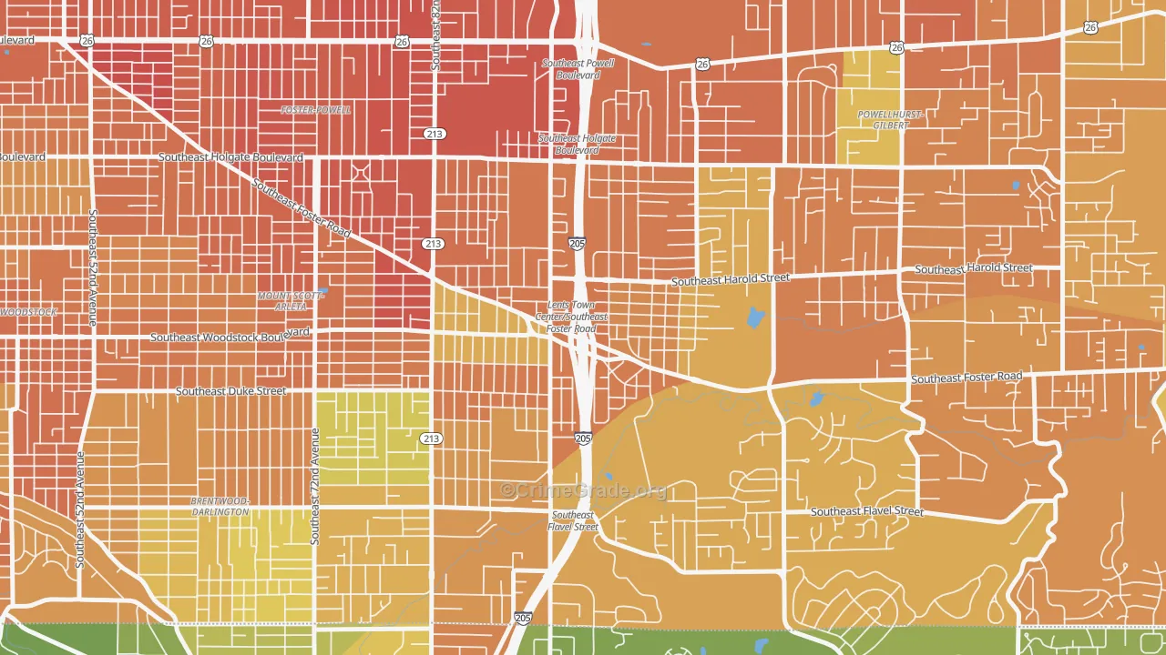 Lents, Portland, OR Map of Murder Rates