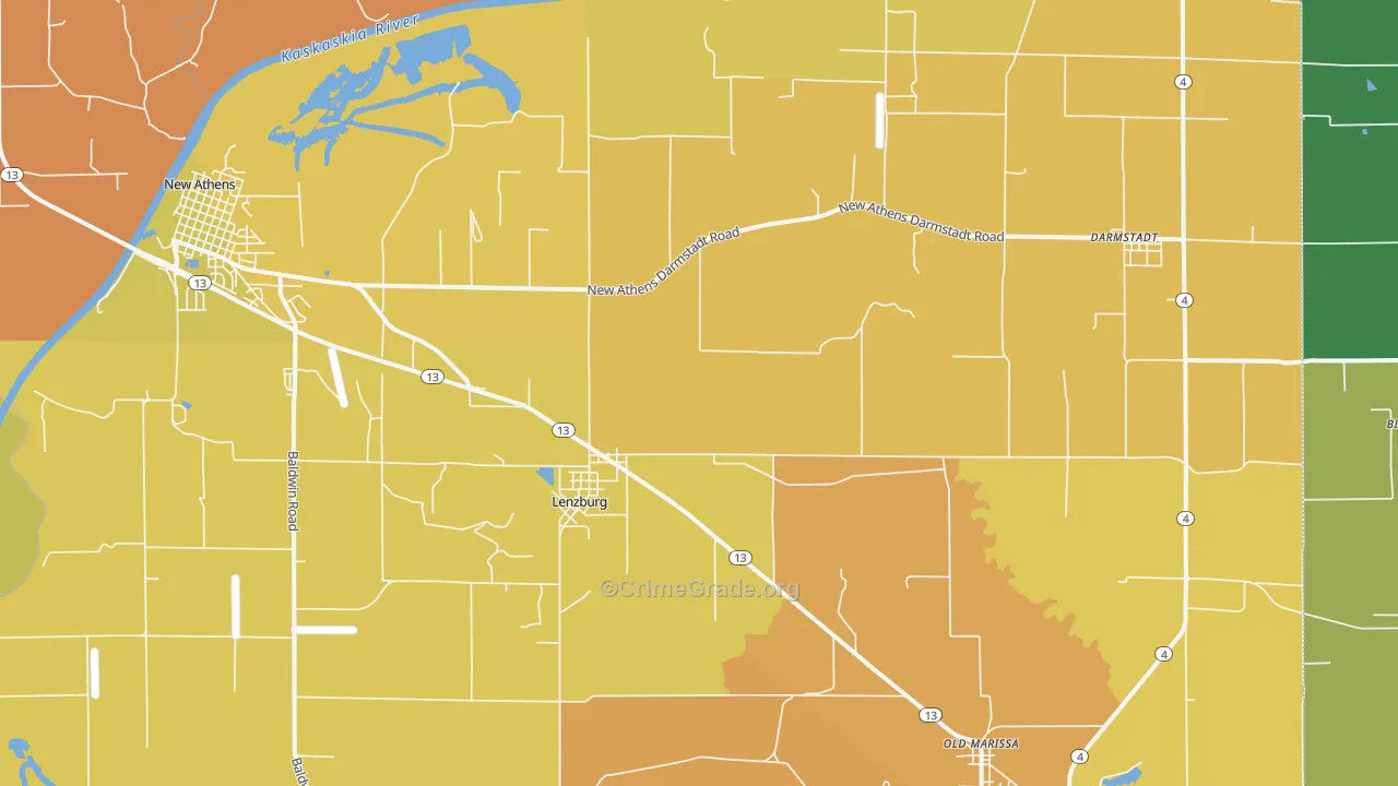 Lenzburg, IL Map of Murder Rates