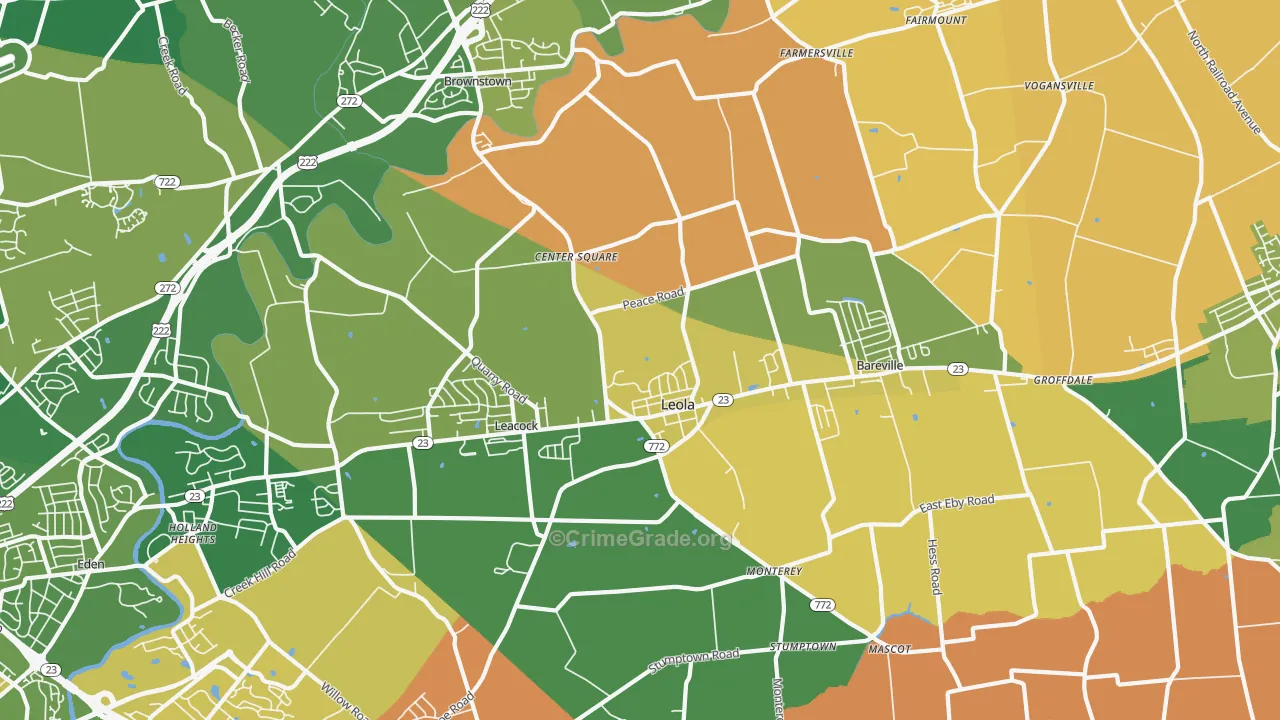 Leola, PA Map of Murder Rates