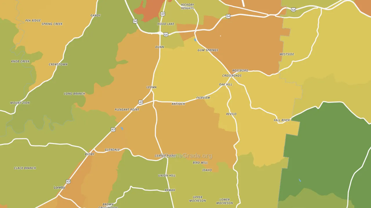 Leoma, TN Map of Murder Rates