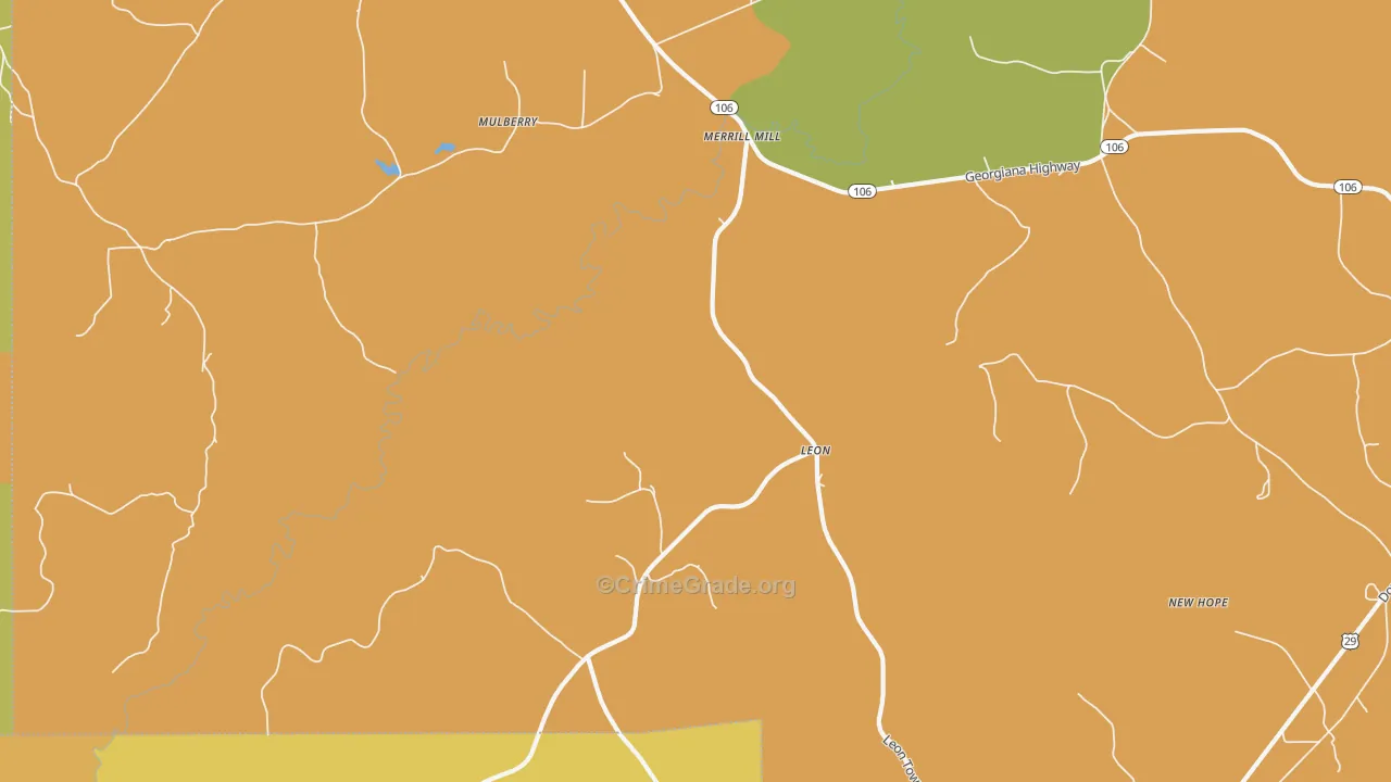 Leon, AL Map of Murder Rates