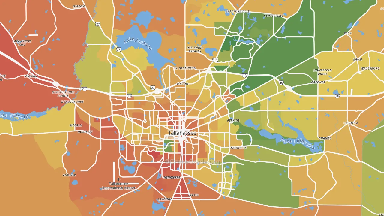 Leon County, FL Map of Murder Rates