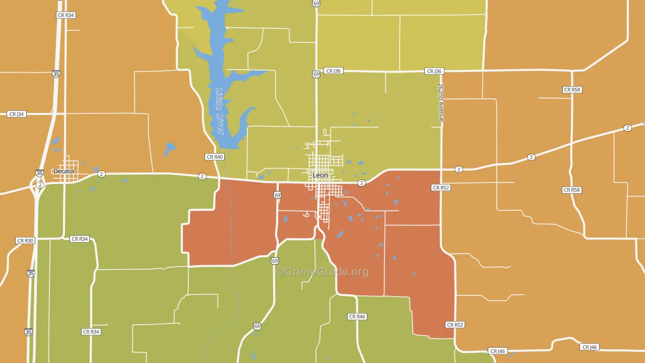 Leon, IA Map of Murder Rates