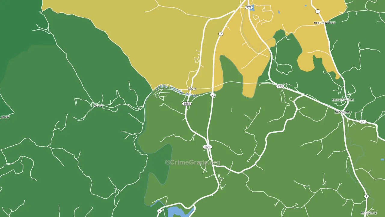 Leon, KY Map of Murder Rates