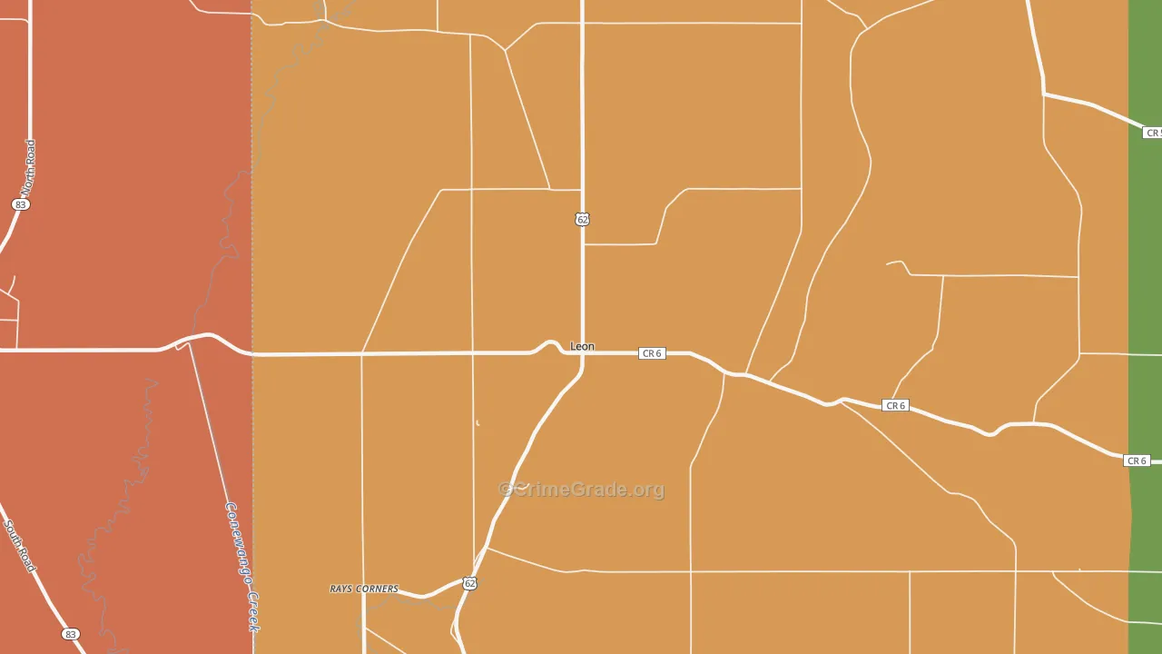 Leon, NY Map of Murder Rates