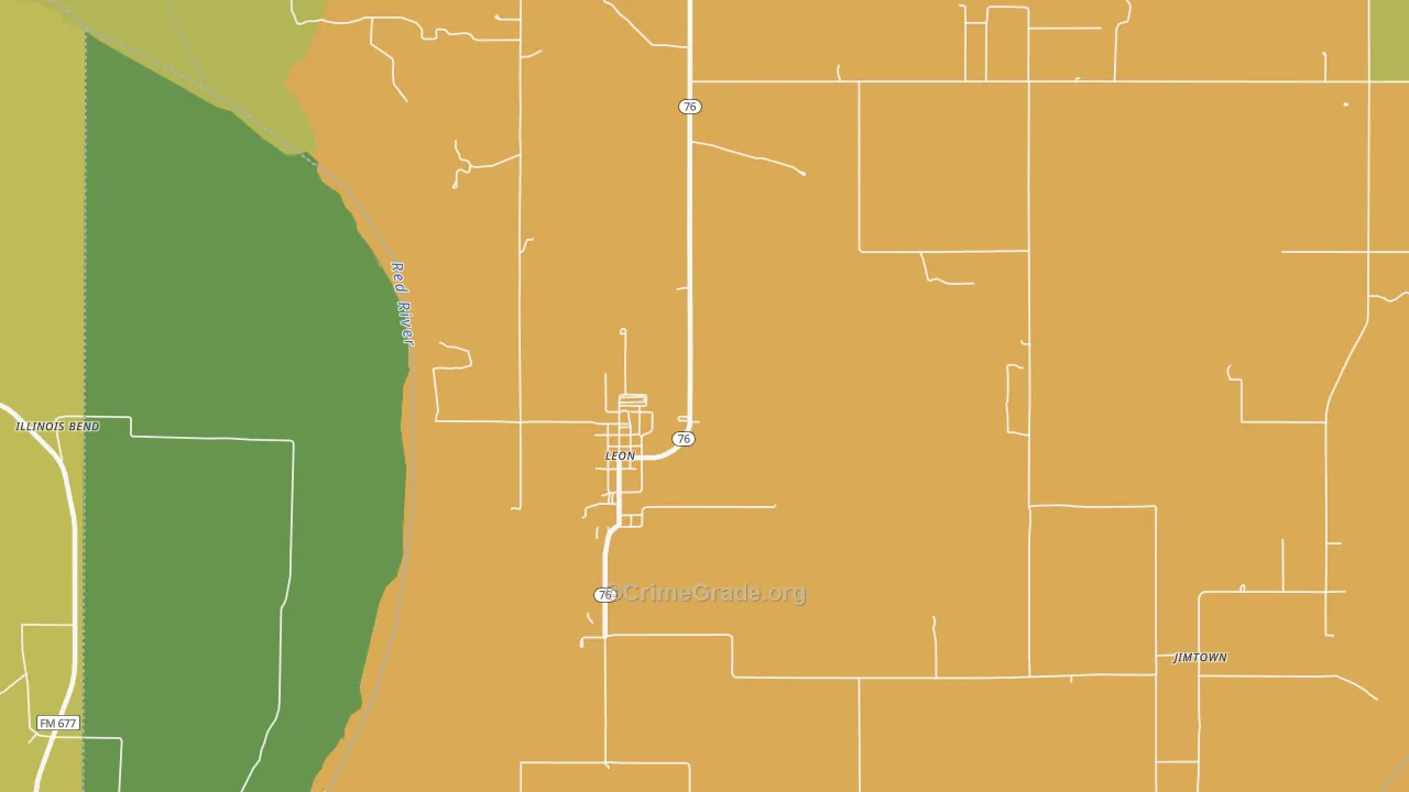Leon, OK Map of Murder Rates