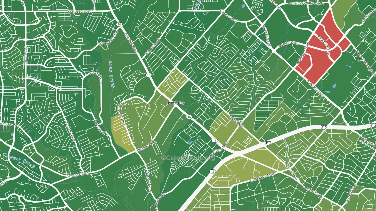 Leon Valley, TX Map of Murder Rates