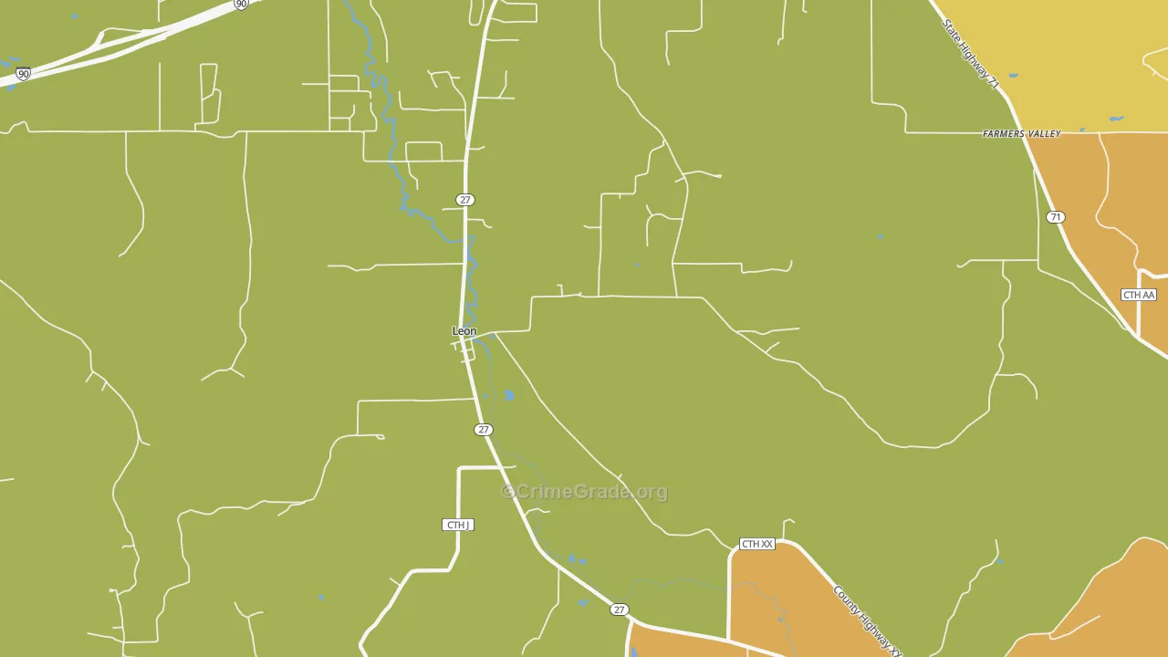 Leon, WI Map of Murder Rates