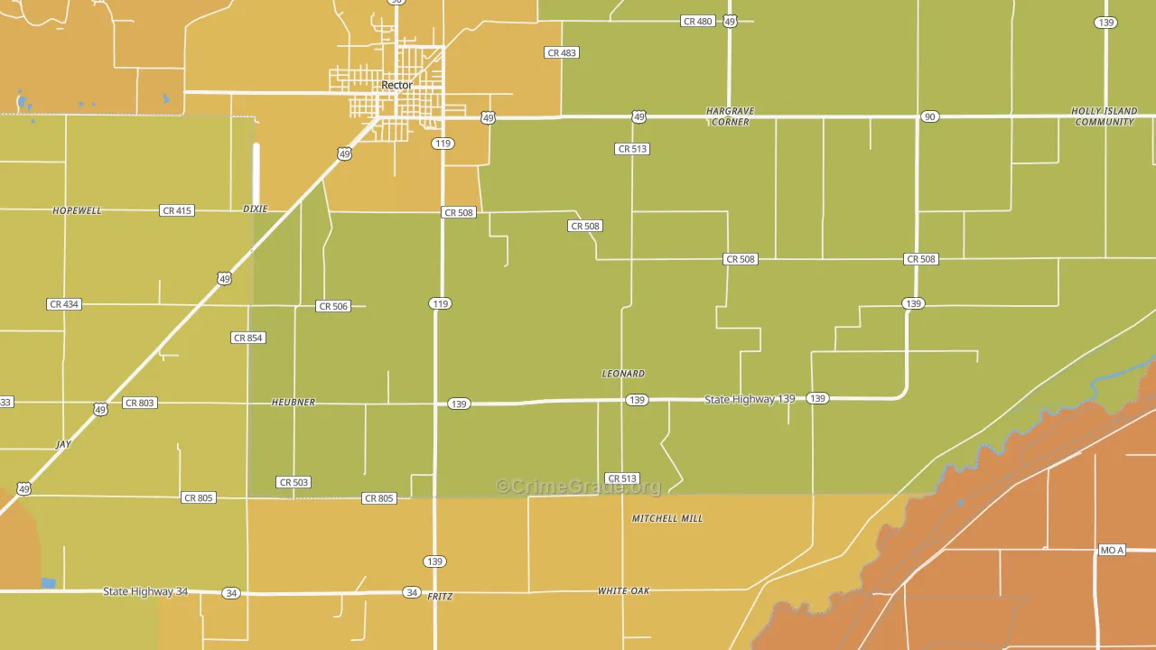 Leonard, AR Map of Murder Rates