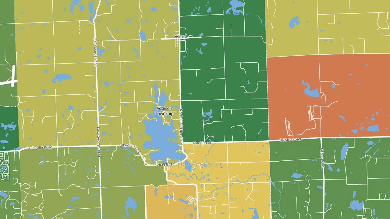 Leonard, MI Map of Murder Rates