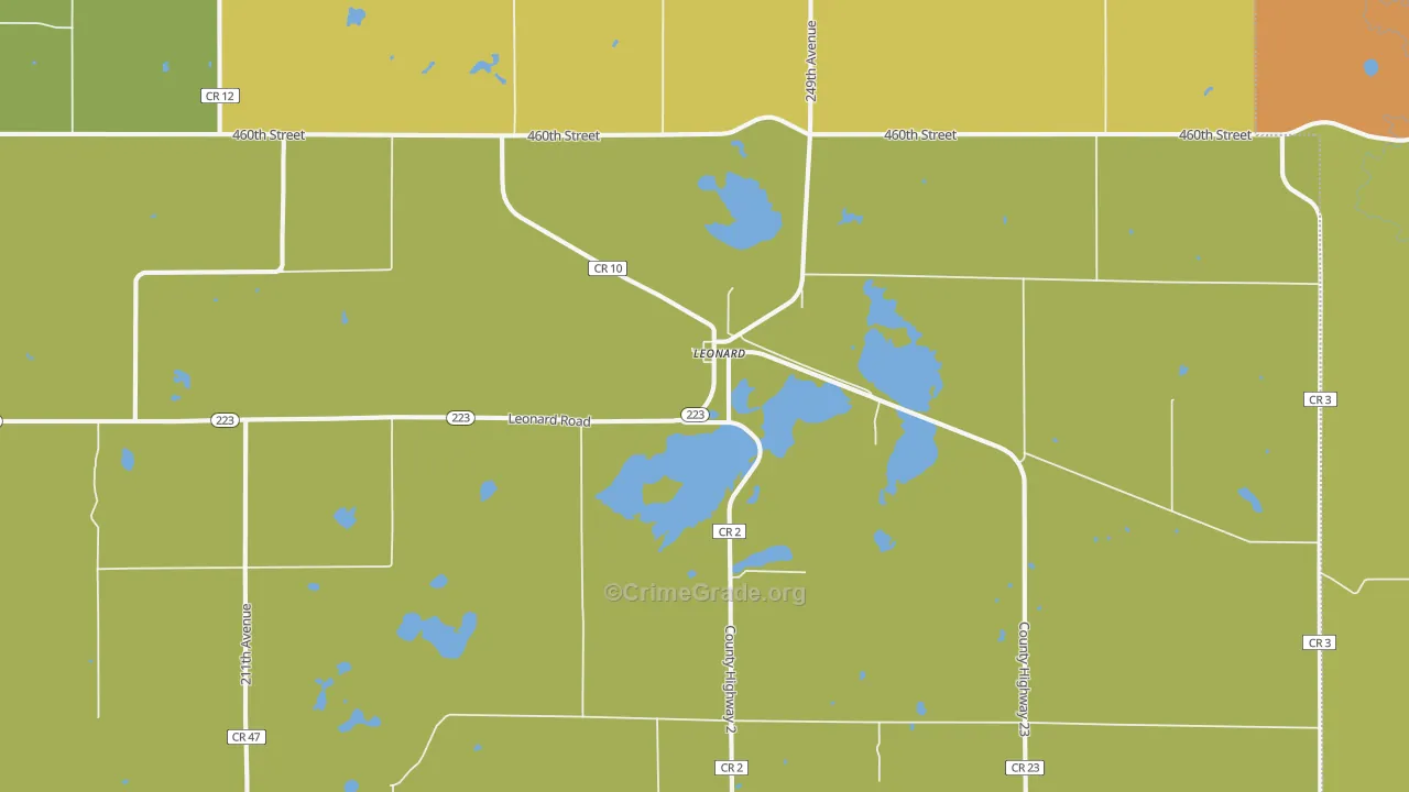 Leonard, MN Map of Murder Rates